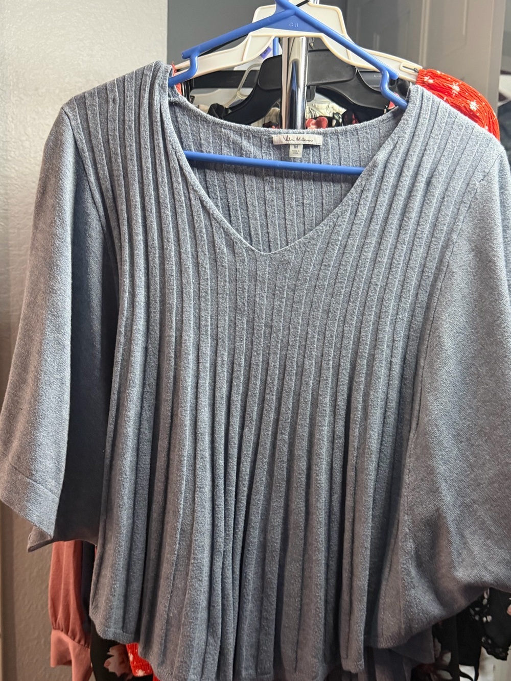 Milano Women's Gray Pleated V-Neck Tunic